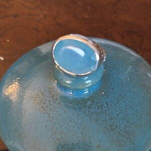 Blue Glass Cabochon Ring - Stylish Women's Jewelry